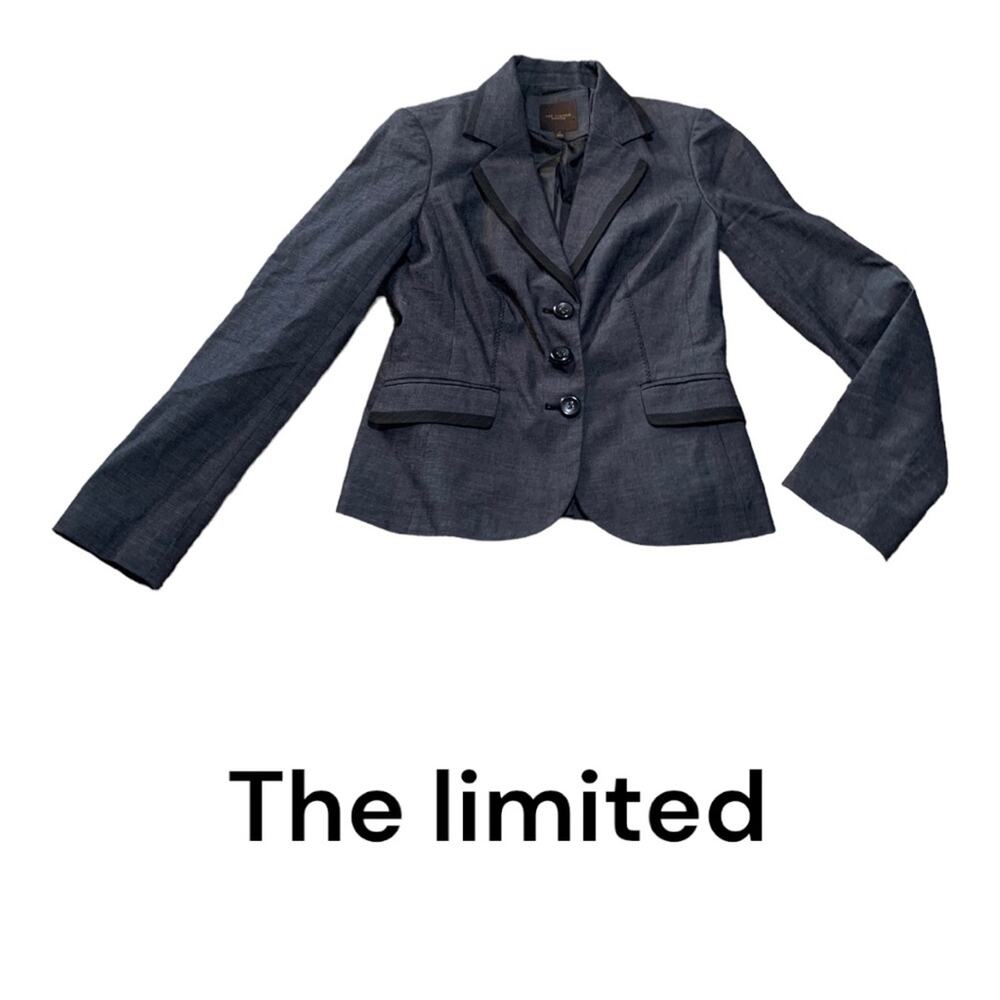 The Limited womens small blazer business gray navy pin work casual